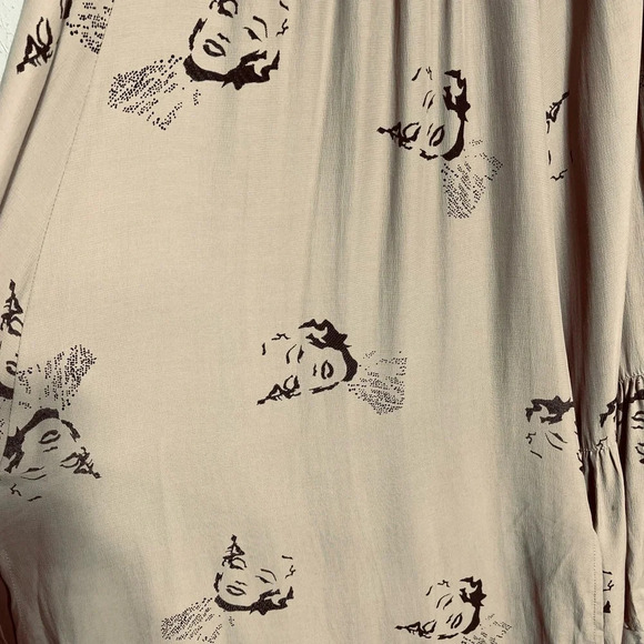 Vintage Miss Mod Marilyn Monroe print midi skirt tan black size 6/Medium - Picture 8 of 13